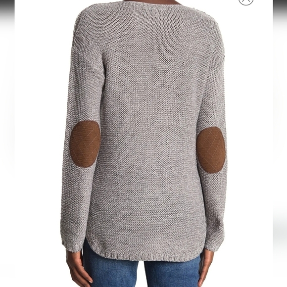 RDI women's V neck faux suede elbow patched sweater size M - Picture 2 of 10